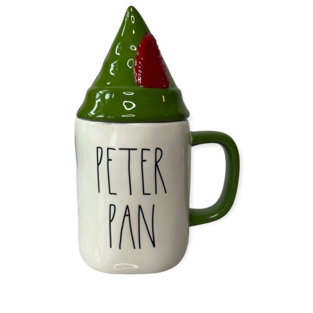 Rae Dunn Disney Peter Pan Disney Mug With Green Hat Topper - New